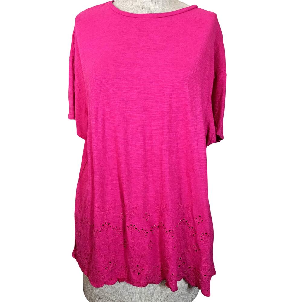 Pink Eyelet Detail Tee Size XL